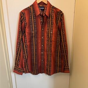 Wrangler Geometric Patterned Shirt in Orange and Black